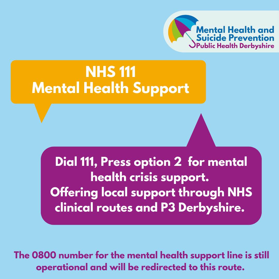 NHS Press option 2 when ringing 111 for Mental Health Support